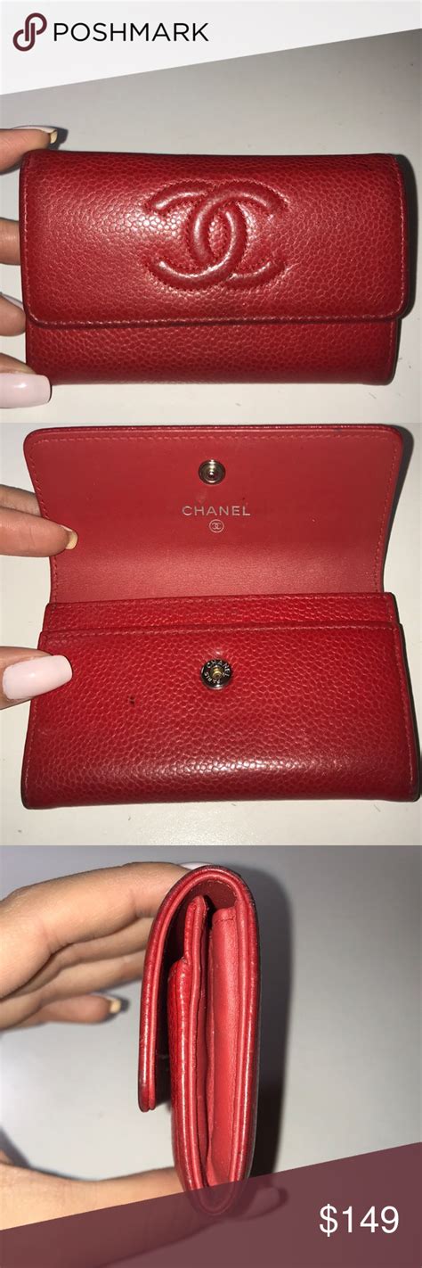 chanel red card case|Chanel card holder zip around.